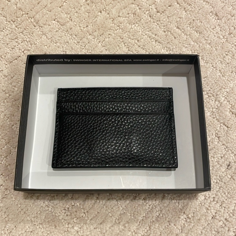 Versace Jeans Couture Range Metal Logo-Plaque Black Grain Leather Cardholder - Picture 4 of 5